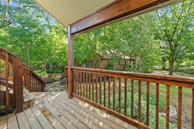 3406 Duval St, Austin, TX 78705 - wooden terrace with view of wooded area