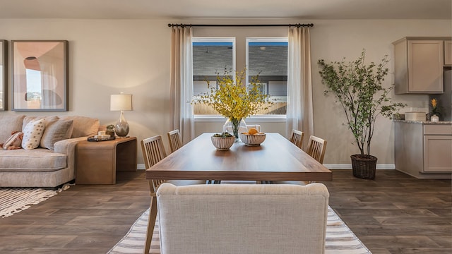 166 Caddo Bnd, Kyle, TX 78640 - dining room featuring dark wood finished floors and baseboards