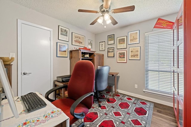 3704 Del Rio Ct, Georgetown, TX 78628 - office space featuring ceiling fan, a textured ceiling, and wood finished floors