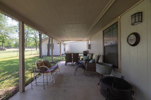 3704 Del Rio Ct, Georgetown, TX 78628 - view of patio / terrace featuring outdoor dining space and a storage shed