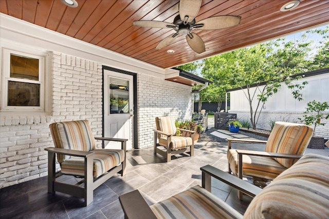 5808 Marilyn Dr, Austin, TX 78757 - view of patio / terrace featuring a ceiling fan and an outdoor hangout area