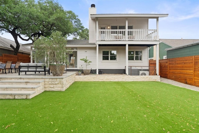 2103 W 10th St, Austin, TX 78703 - rear view of house featuring a balcony, a patio area, and a chimney