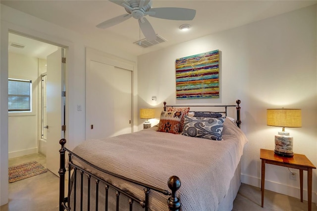 281 Kendall Jackson, Comfort, TX 78013 - bedroom featuring baseboards, ceiling fan, and a closet