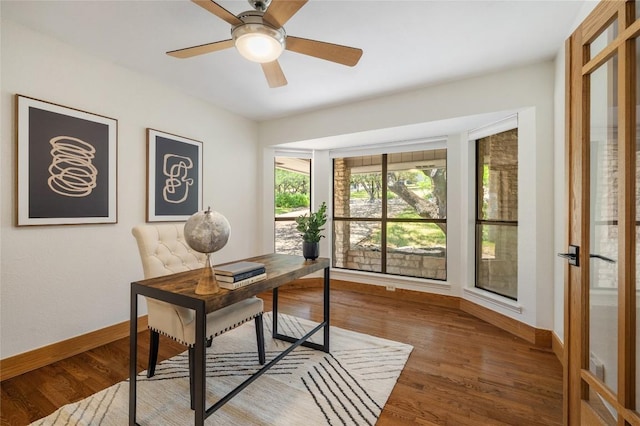 9803 Talleyran Dr, Austin, TX 78750 - office space featuring baseboards, wood finished floors, and ceiling fan
