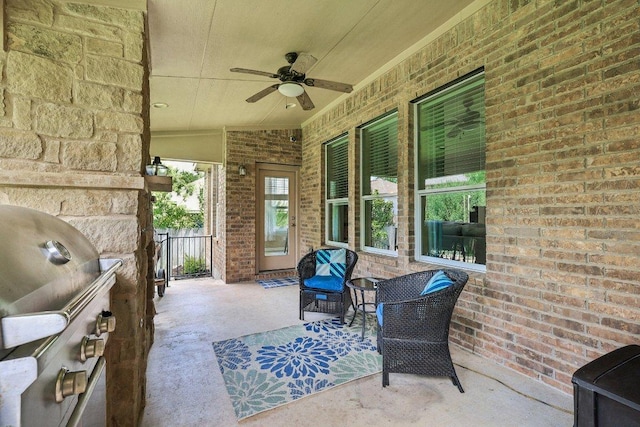 1312 Ravensbrook Bnd, Cedar Park, TX 78613 - view of patio featuring a ceiling fan and grilling area