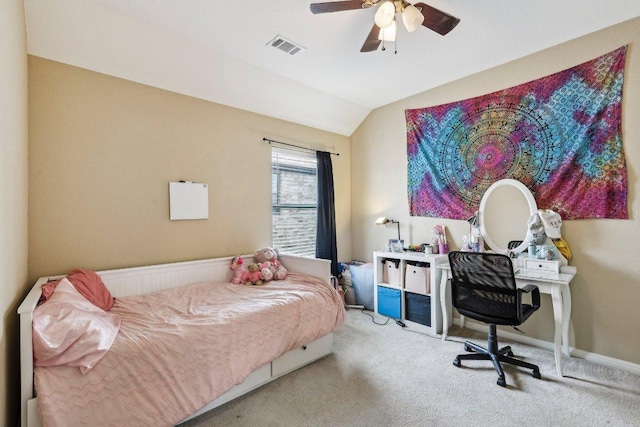 1312 Ravensbrook Bnd, Cedar Park, TX 78613 - bedroom featuring lofted ceiling, carpet flooring, and a ceiling fan