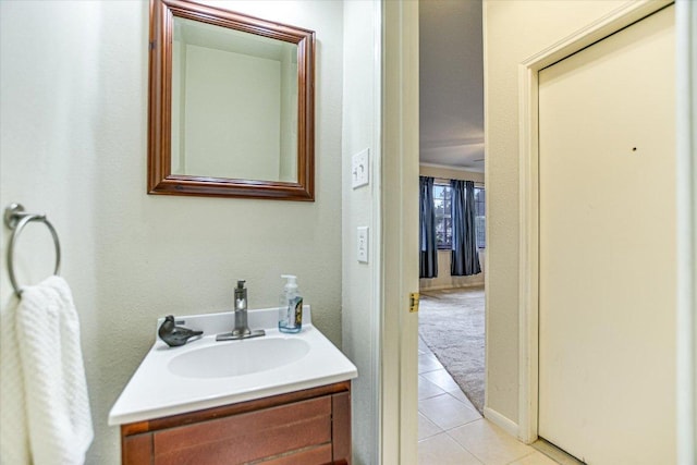 13022 Hunters Chase Dr, Austin, TX 78729 - bathroom with vanity and tile patterned flooring