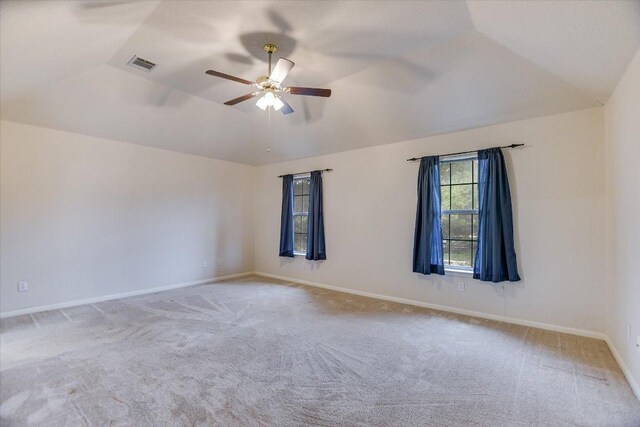 13022 Hunters Chase Dr, Austin, TX 78729 - spare room featuring lofted ceiling, carpet floors, ceiling fan, and baseboards