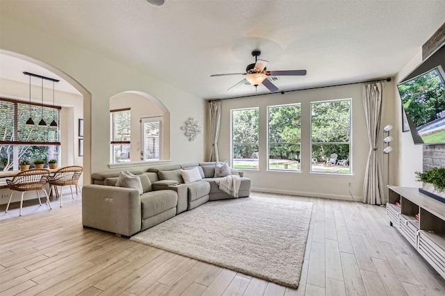 2835 Checker Dr, Cedar Park, TX 78613 - living area with ceiling fan, plenty of natural light, and light wood-type flooring