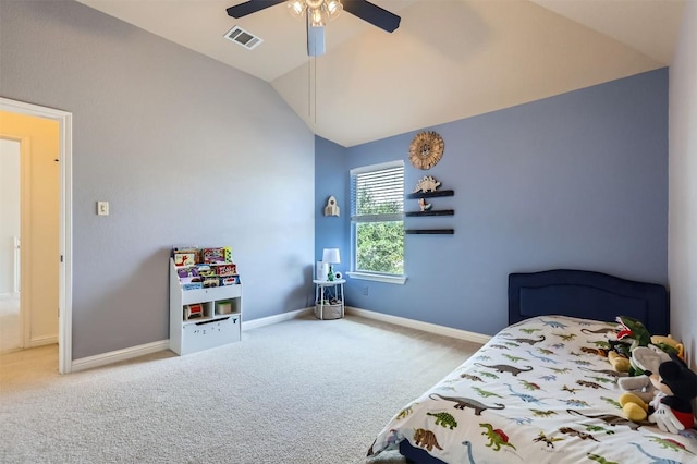 2835 Checker Dr, Cedar Park, TX 78613 - carpeted bedroom featuring lofted ceiling and ceiling fan