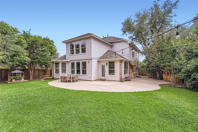 2835 Checker Dr, Cedar Park, TX 78613 - rear view of house with a patio area, a fenced backyard, and a shingled roof