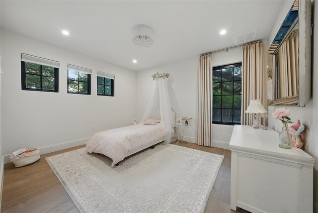 12203 Trailmaster Dr, Austin, TX 78737 - bedroom featuring light wood-style flooring, baseboards, and recessed lighting
