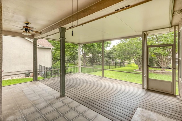 287 Red Poppy Trl, Georgetown, TX 78633 - unfurnished sunroom with a ceiling fan
