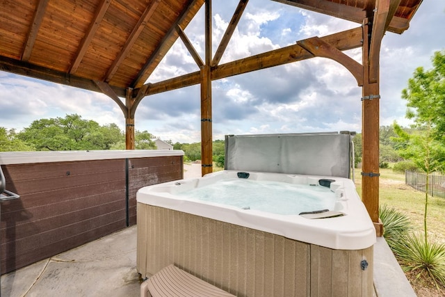 201 Thomas Ridge Rd, Burnet, TX 78611 - view of patio / terrace with a hot tub