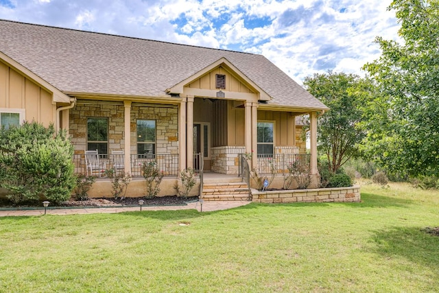 201 Thomas Ridge Rd, Burnet, TX 78611 - view of front of home with stone siding, covered porch, and board and batten siding