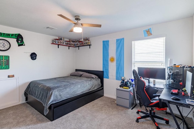 17020 Lathrop Ave, Pflugerville, TX 78660 - carpeted bedroom featuring an office area and a ceiling fan