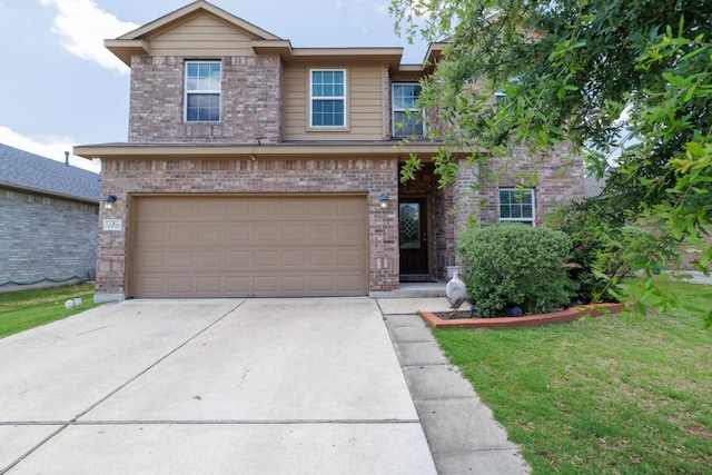 17020 Lathrop Ave, Pflugerville, TX 78660 - view of front facade featuring brick siding, concrete driveway, and a garage