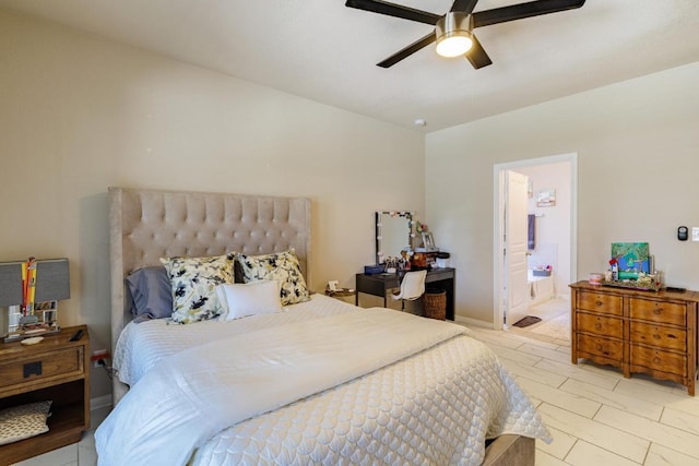 17020 Lathrop Ave, Pflugerville, TX 78660 - bedroom featuring connected bathroom and a ceiling fan