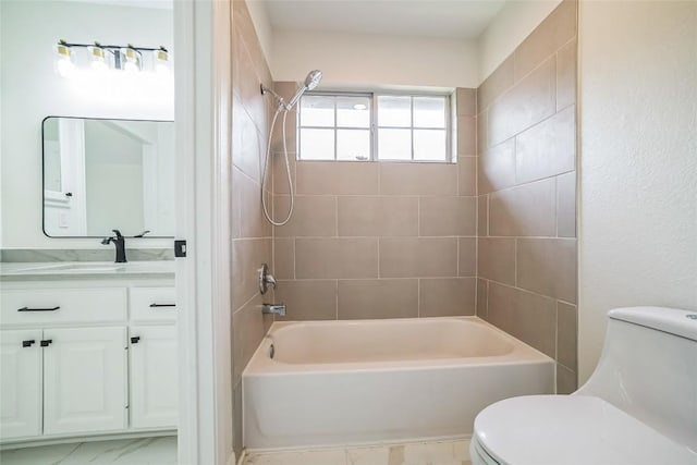 6601 Needham Ln, Austin, TX 78739 - full bathroom with toilet, vanity, and shower / bathtub combination