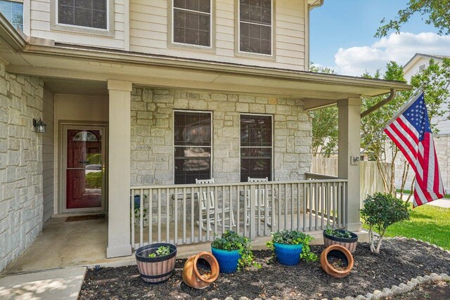 3502 Blackstone Run, San Antonio, TX 78259 - entrance to property with covered porch and stone siding