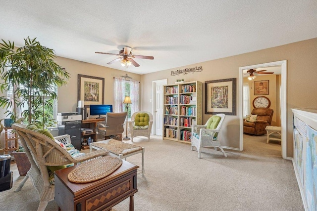 3502 Blackstone Run, San Antonio, TX 78259 - carpeted office space with a ceiling fan and a textured ceiling