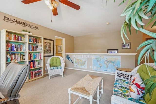 3502 Blackstone Run, San Antonio, TX 78259 - sitting room featuring carpet and ceiling fan