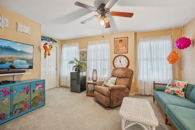 3502 Blackstone Run, San Antonio, TX 78259 - living room with carpet floors and ceiling fan