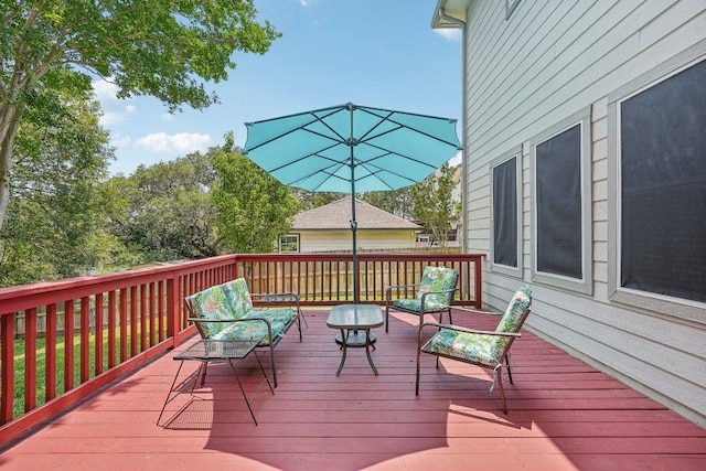 3502 Blackstone Run, San Antonio, TX 78259 - wooden deck with outdoor lounge area
