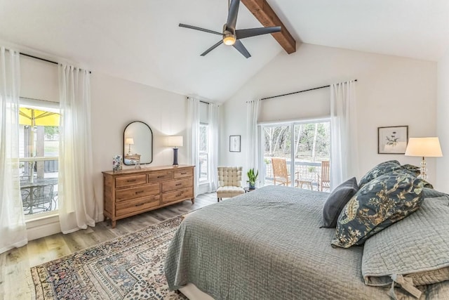 1174 Desiree St, Canyon Lake, TX 78133 - bedroom featuring wood finished floors, access to outside, and a ceiling fan