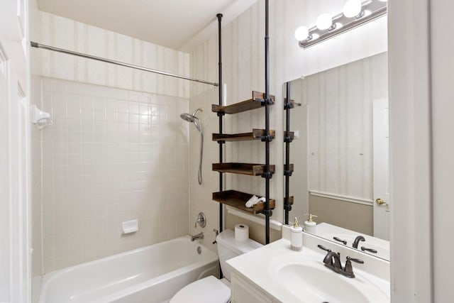 9501 Aire Libre Dr, Austin, TX 78726 - bathroom featuring bathtub / shower combination, toilet, and vanity