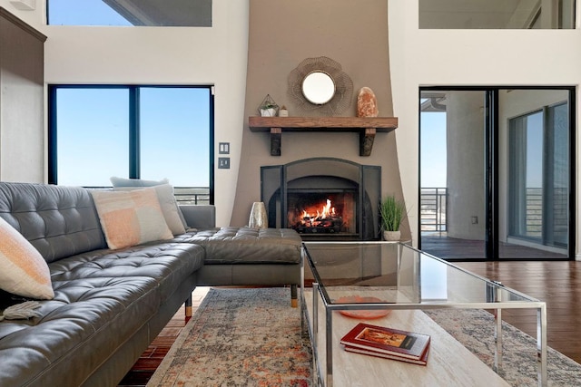 13902 Panorama Dr, Austin, TX 78732 - living room with wood finished floors and a fireplace