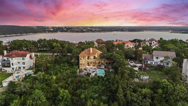 13902 Panorama Dr, Austin, TX 78732 - aerial view at dusk of a water view