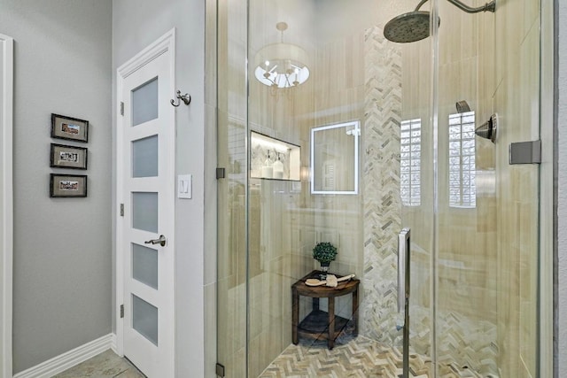 404 Riley Trl, Cedar Park, TX 78613 - bathroom with a shower stall and baseboards
