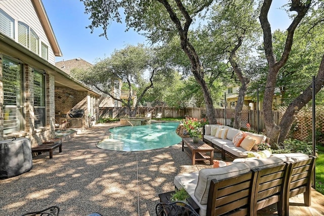 404 Riley Trl, Cedar Park, TX 78613 - view of pool featuring an outdoor hangout area, a fenced backyard, and a patio area