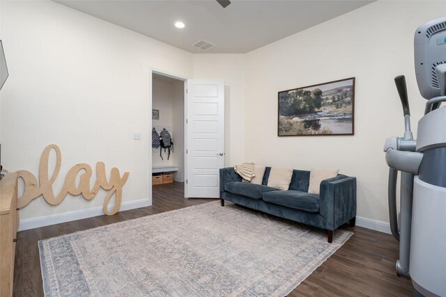 1225 Grassy Field Rd, Austin, TX 78737 - living area with wood finished floors, baseboards, and recessed lighting