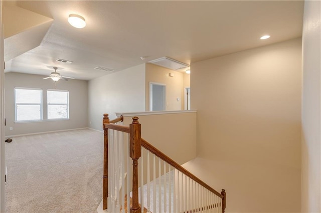 1911 Nelson Ranch Loop, Cedar Park, TX 78613 - stairs with carpet flooring, ceiling fan, baseboards, and attic access