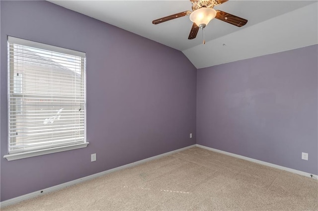 1911 Nelson Ranch Loop, Cedar Park, TX 78613 - spare room with carpet flooring, a ceiling fan, lofted ceiling, and baseboards