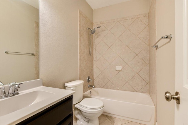 3908 Crispin Hall Ln, Pflugerville, TX 78660 - bathroom featuring shower / bathtub combination, vanity, toilet, and tile patterned flooring