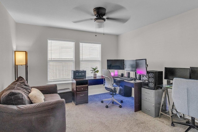 18909 James Carter Jr St, Manor, TX 78653 - office area with a ceiling fan and light colored carpet
