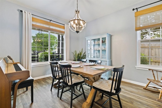 809 Bedford Ct, Georgetown, TX 78628 - dining room with healthy amount of natural light, a chandelier, and wood finished floors