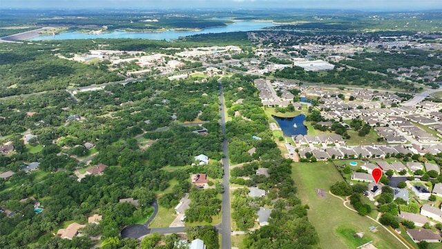 809 Bedford Ct, Georgetown, TX 78628 - aerial view of property's location featuring a large body of water and nearby suburban area