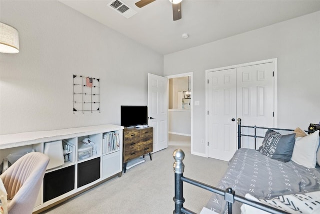 809 Bedford Ct, Georgetown, TX 78628 - bedroom with carpet, a closet, and ceiling fan