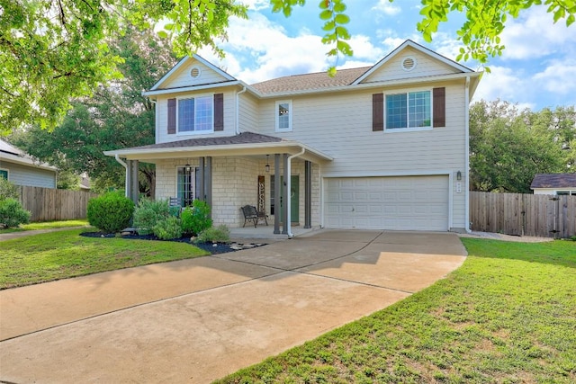 809 Bedford Ct, Georgetown, TX 78628 - traditional-style home with an attached garage, driveway, a porch, and a shingled roof