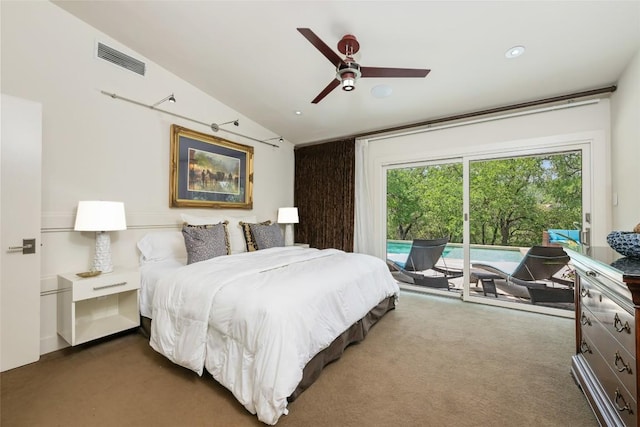 4305 Cliffwood Cir, Austin, TX 78759 - carpeted bedroom featuring access to outside and a ceiling fan
