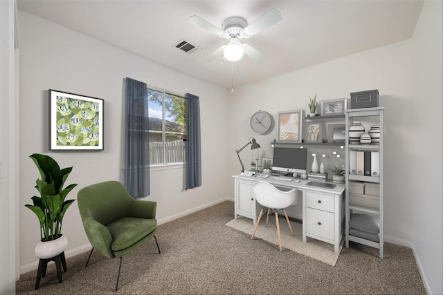 223 Keystone Loop, Kyle, TX 78640 - carpeted office featuring ceiling fan and baseboards