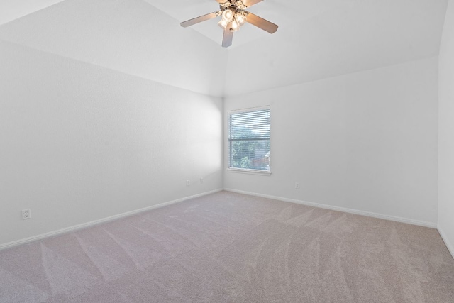 16413 Broadbay Dr, Austin, TX 78717 - spare room featuring light colored carpet, ceiling fan, high vaulted ceiling, and baseboards
