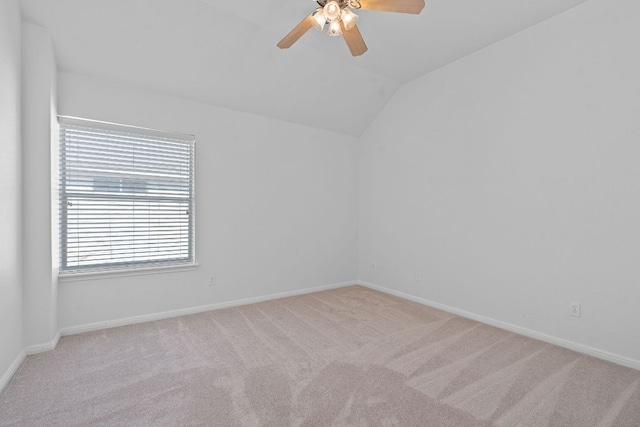 16413 Broadbay Dr, Austin, TX 78717 - carpeted spare room with lofted ceiling, a ceiling fan, and baseboards