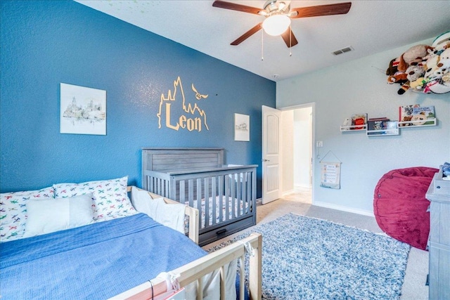 1033 Castleway Rd, New Braunfels, TX 78132 - carpeted bedroom featuring baseboards and ceiling fan