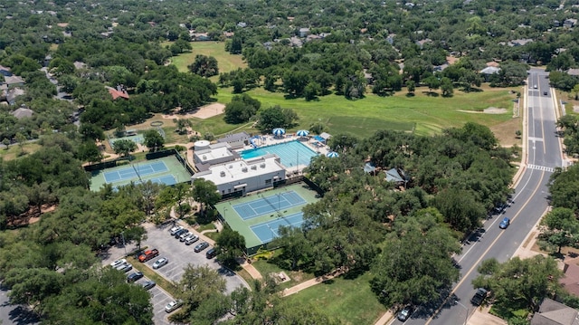 7915 Petaca Trl, Austin, TX 78729 - aerial overview of property's location with a pool area