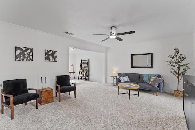 7915 Petaca Trl, Austin, TX 78729 - living area with ceiling fan and carpet flooring